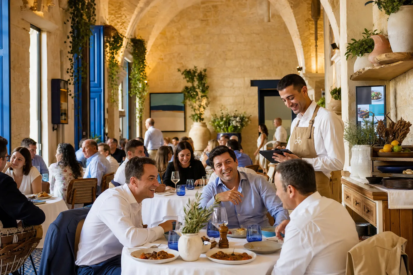 A business lunch under the vaults in Valletta